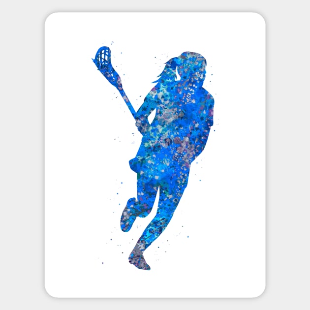Lacrosse player blue art Sticker by Yahya Art